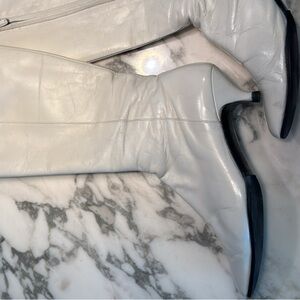 Calvin Klein 90s does 60s White Leather Boots
